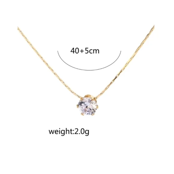 NEW! Anthropologie Delicate Diamond Solitaire Dainty Chain Gold Necklace - Picture 4 of 5